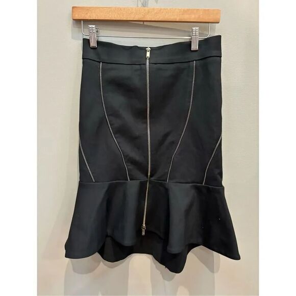 Zara S black zippered trim hi-lo flounce skirt - Picture 2 of 6